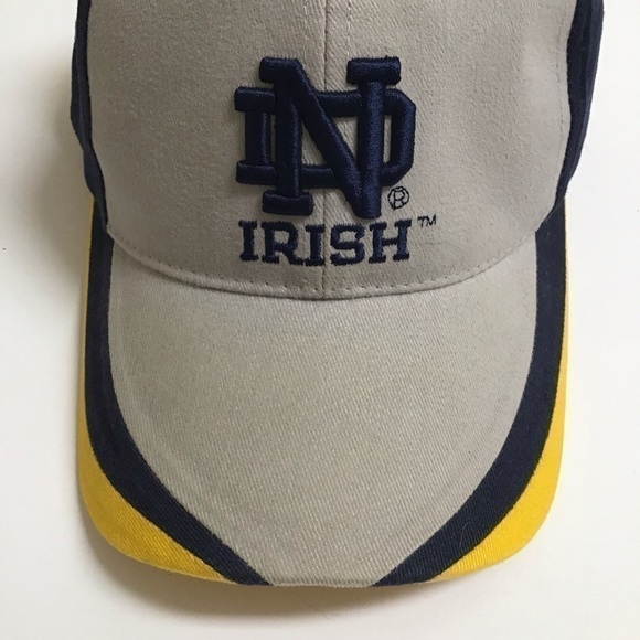 NEW Notre Dame Irish Football Hat Cap Starter Licensed Adjusts Navy Gray Gold - Picture 2 of 13